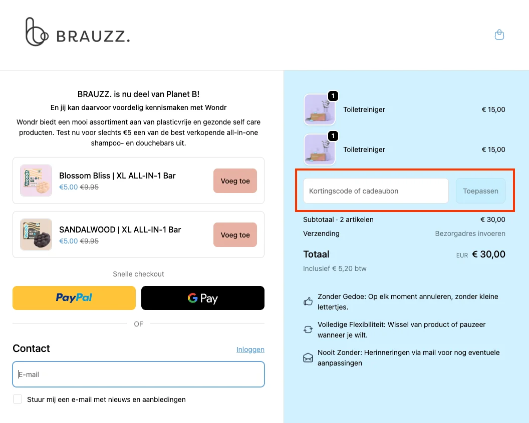 Hoe gebruik je de kortingscode - Brauzz