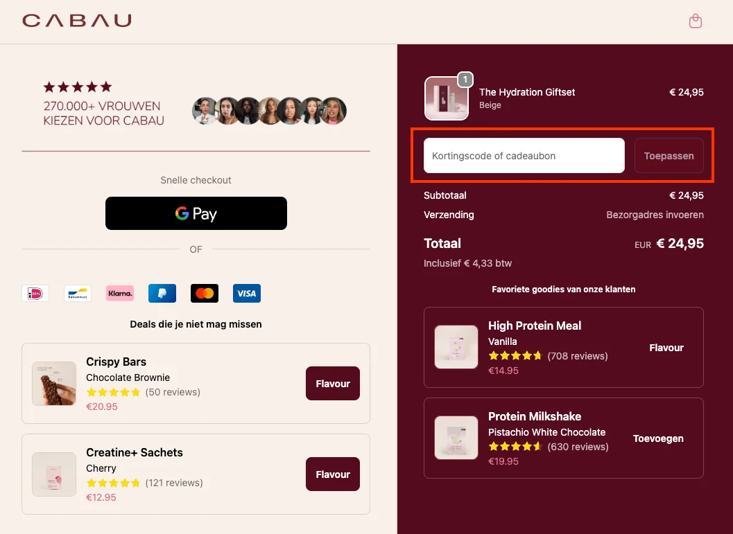 Hoe gebruik je de kortingscode - Cabau