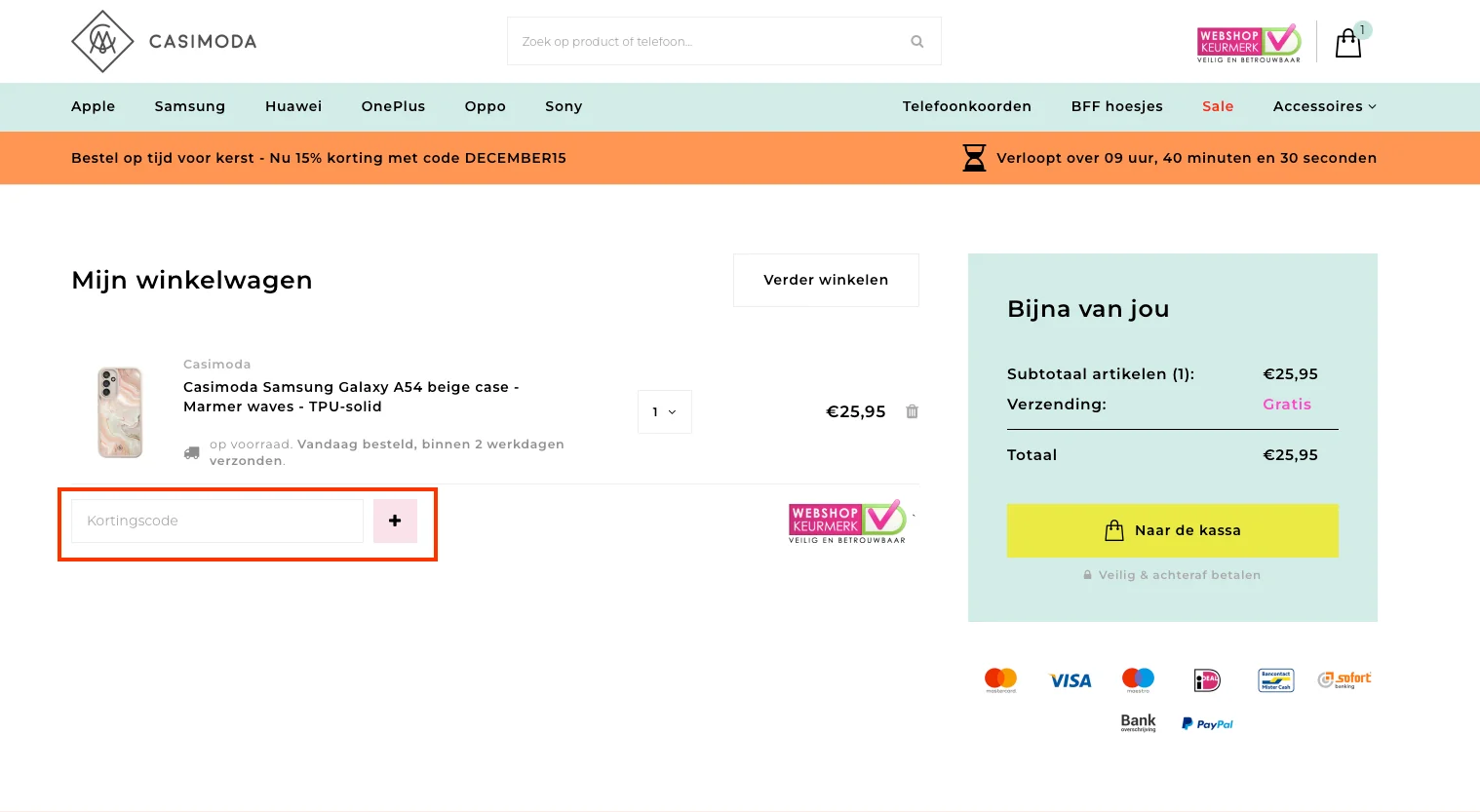 Hoe gebruik je de kortingscode - Casimoda