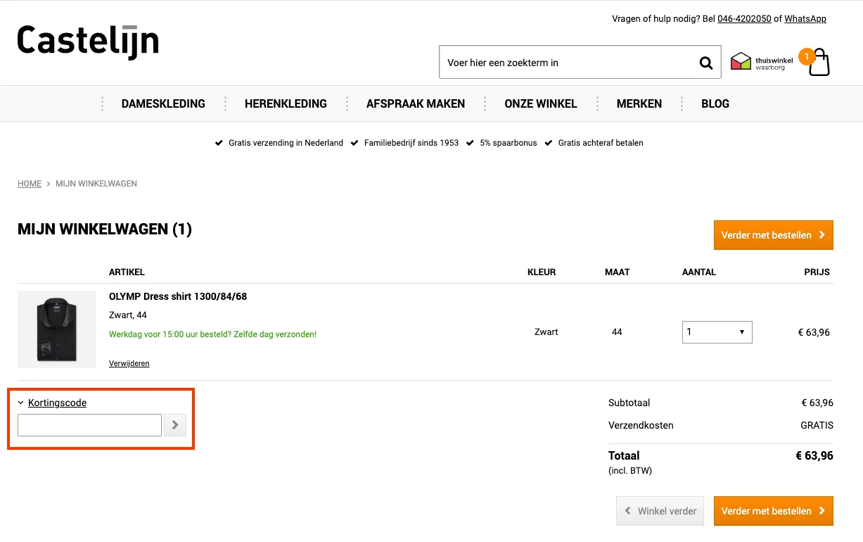 Hoe gebruik je de kortingscode - Castelijn Mode