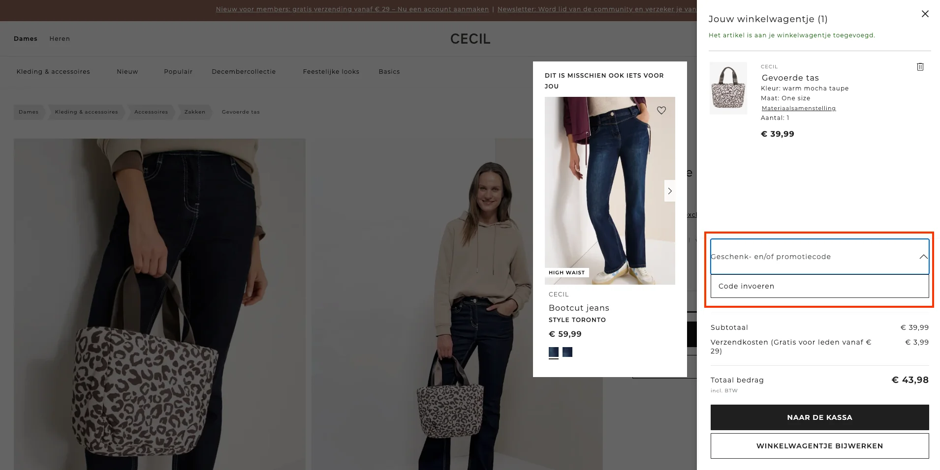 Hoe gebruik je de kortingscode - CECIL