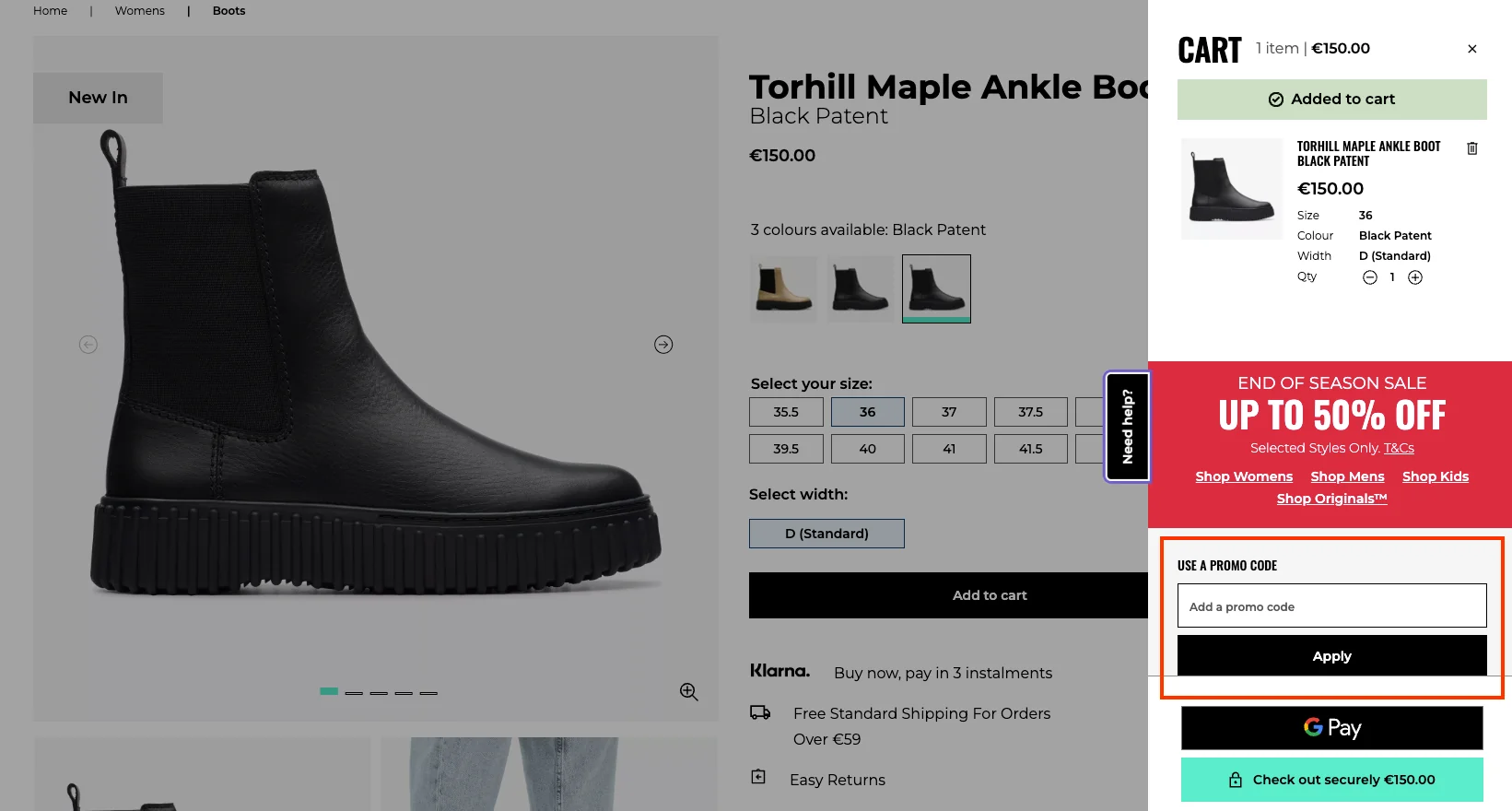 Hoe gebruik je de kortingscode - Clarks