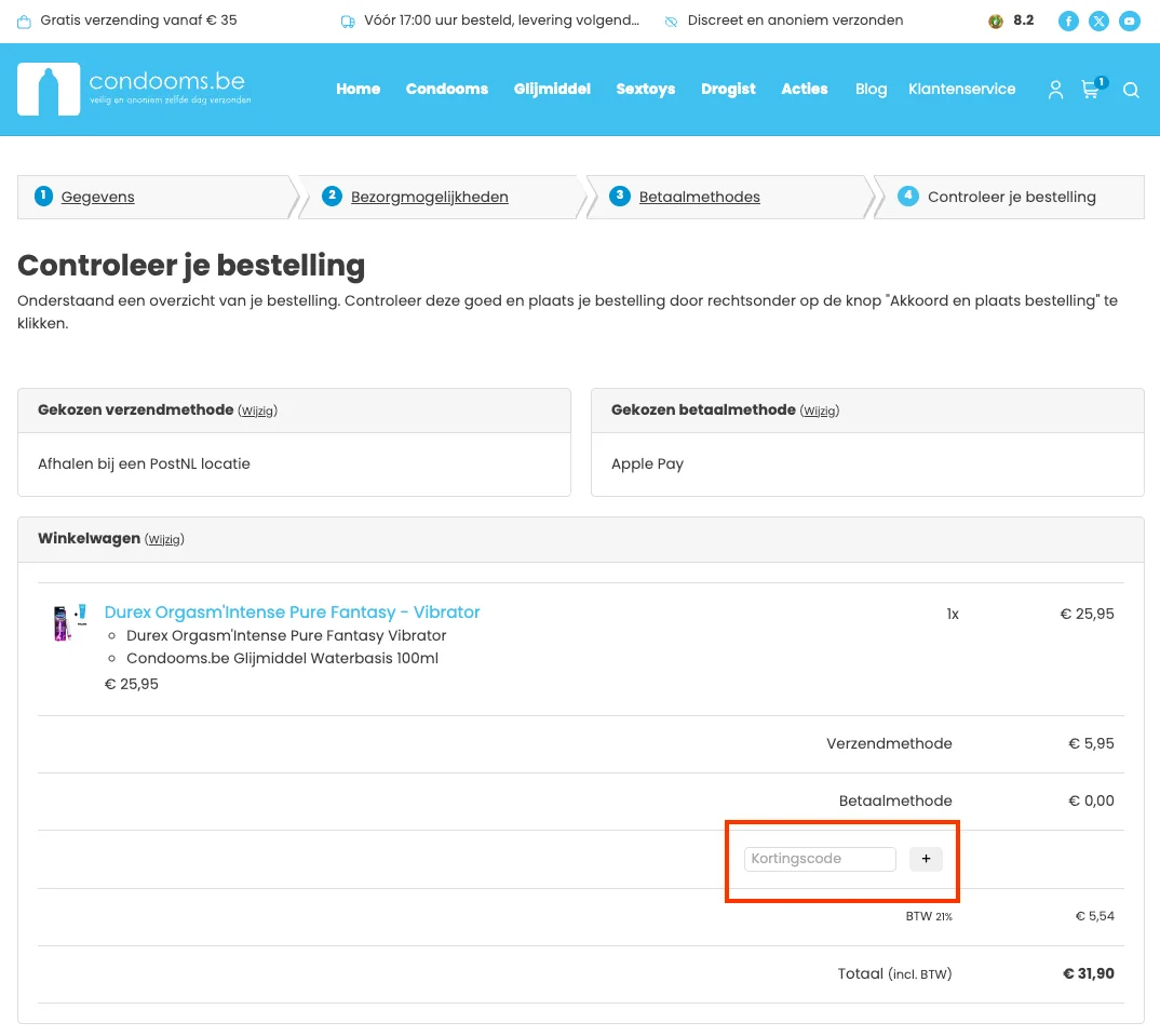Hoe gebruik je de kortingscode - Condooms.be