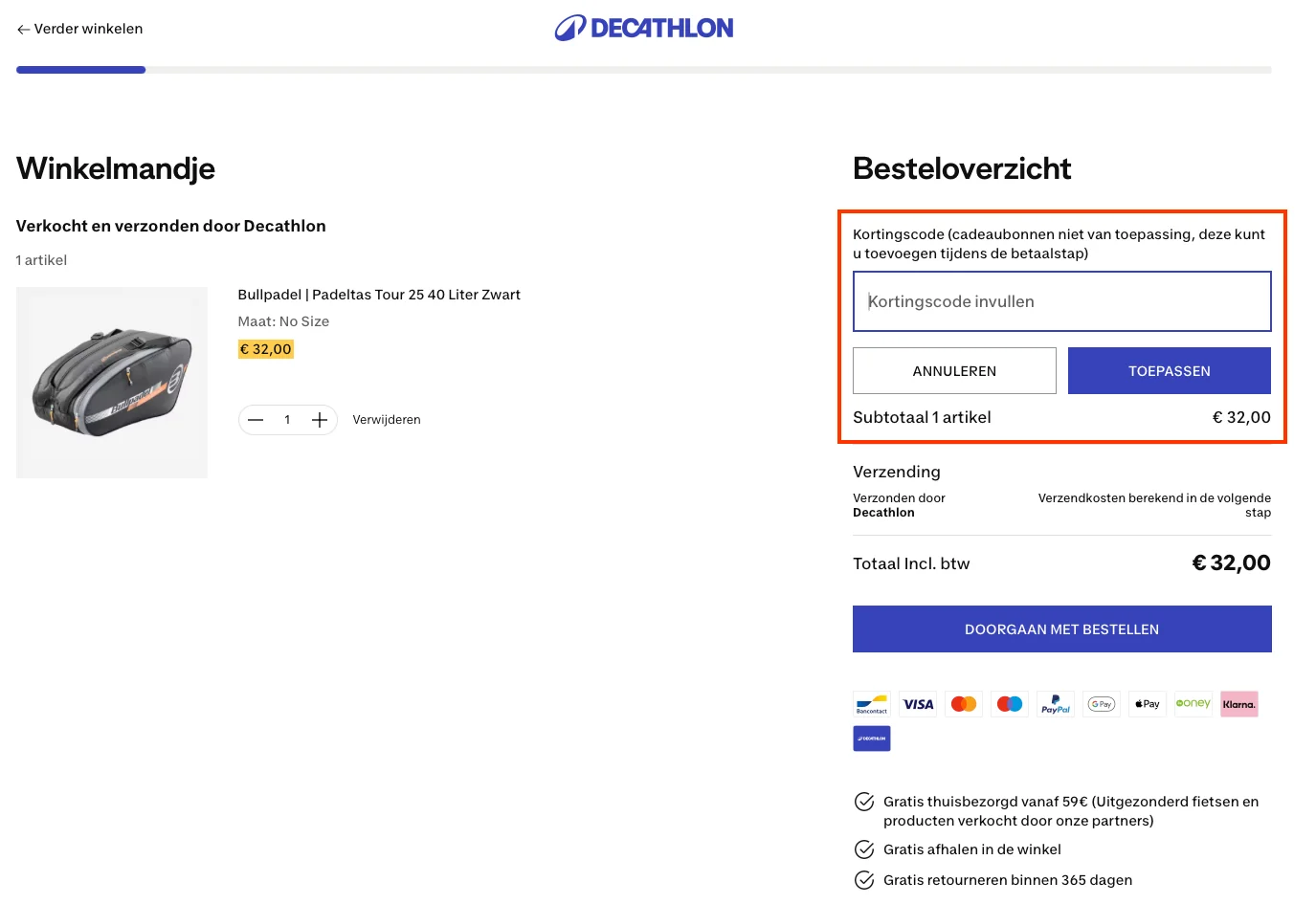 Hoe gebruik je de kortingscode - Decathlon