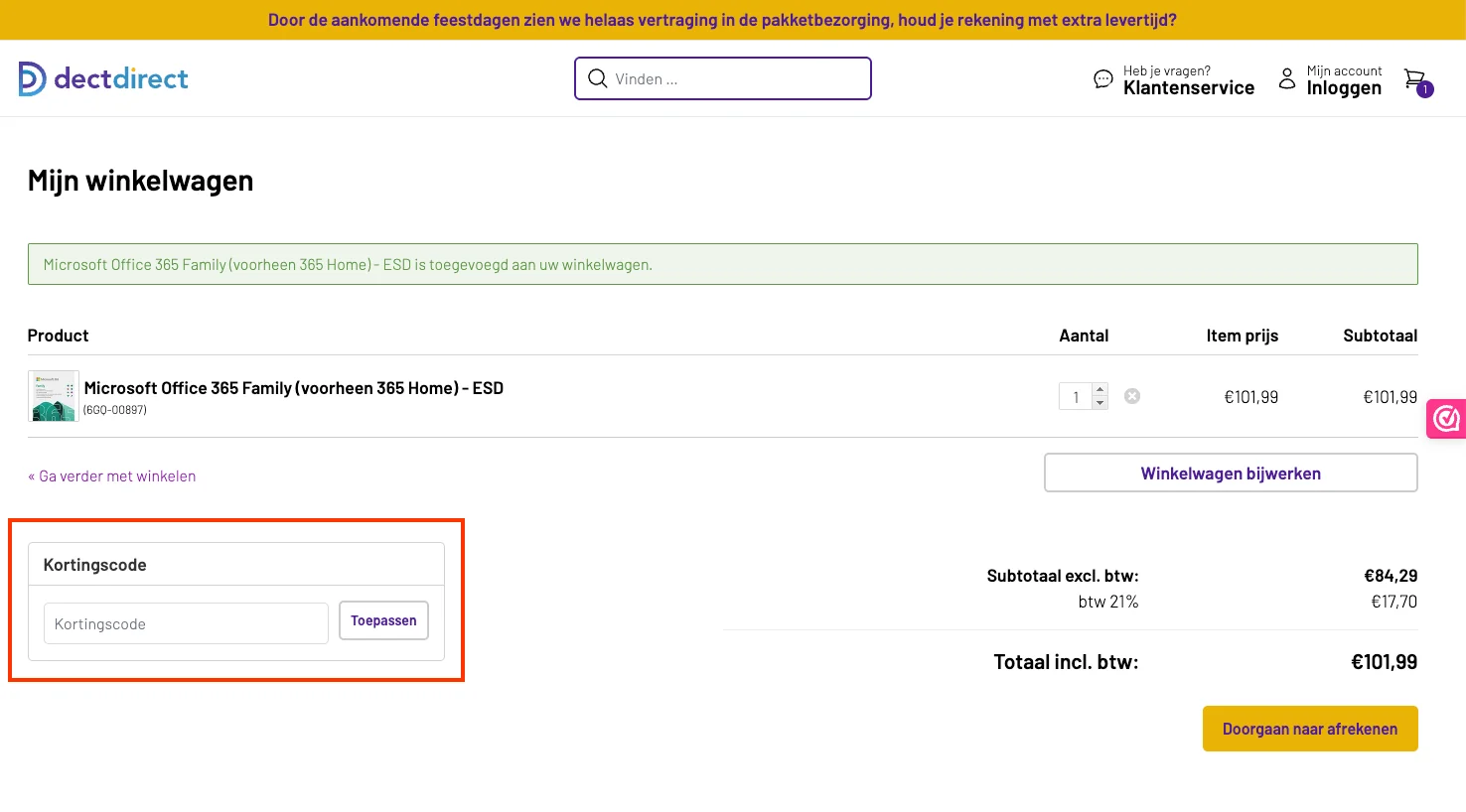 Hoe gebruik je de kortingscode - Dectdirect