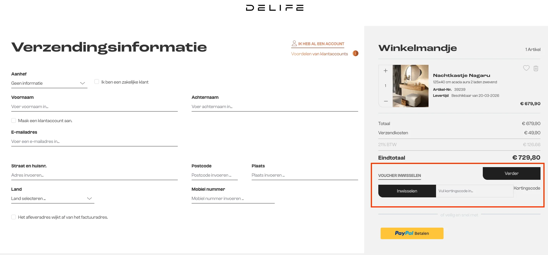 Hoe gebruik je de kortingscode - Delife