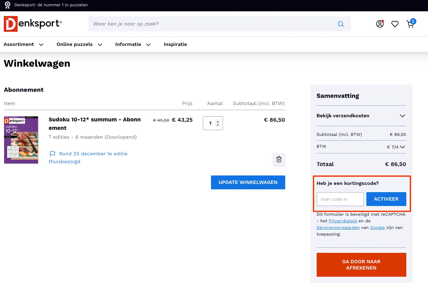 Hoe gebruik je de kortingscode - Denksport