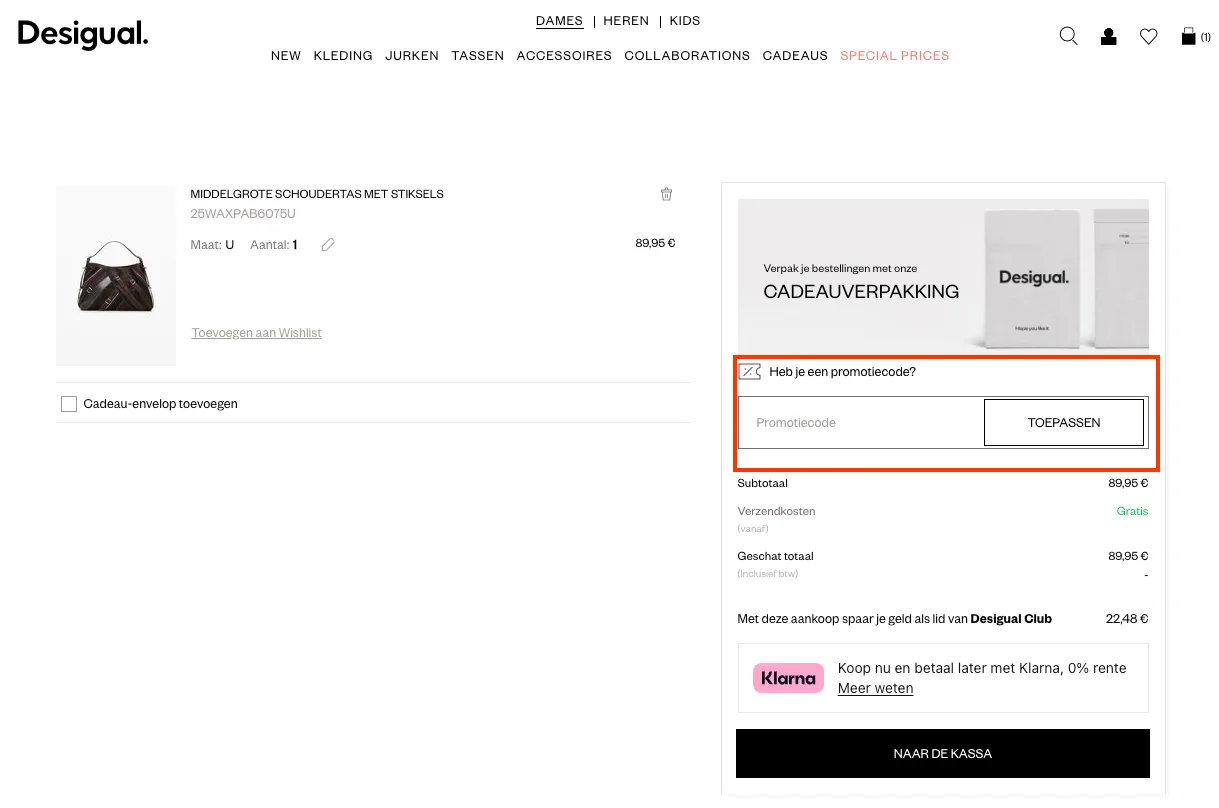 Hoe gebruik je de kortingscode - Desigual