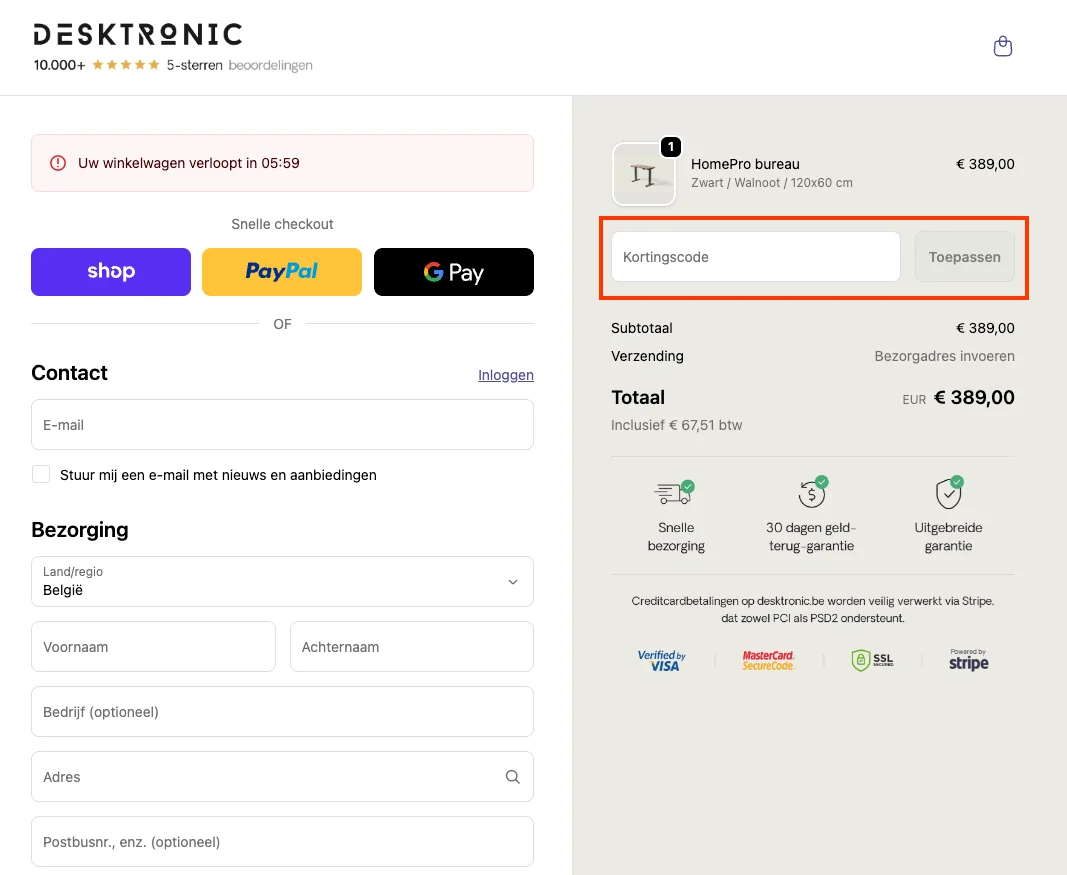 Hoe gebruik je de kortingscode - Desktronic