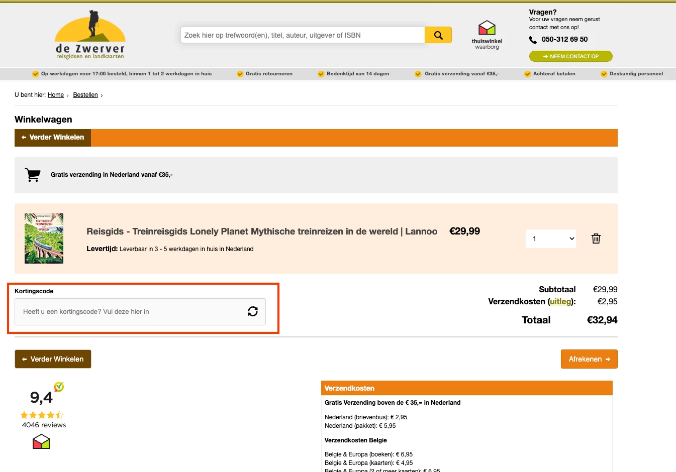 Hoe gebruik je de kortingscode - De zwerver