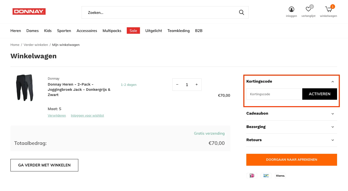 Hoe gebruik je de kortingscode - Donnay