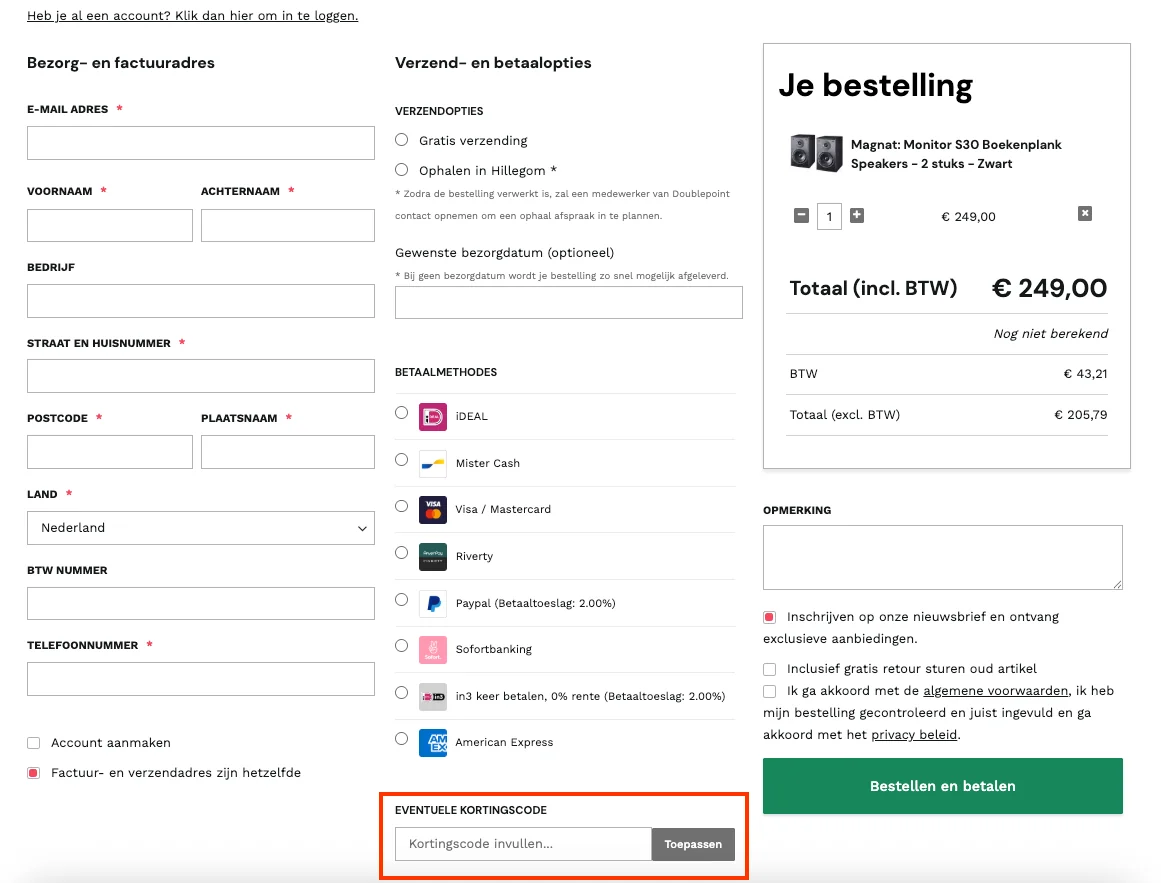 Hoe gebruik je de kortingscode - Doublepoint