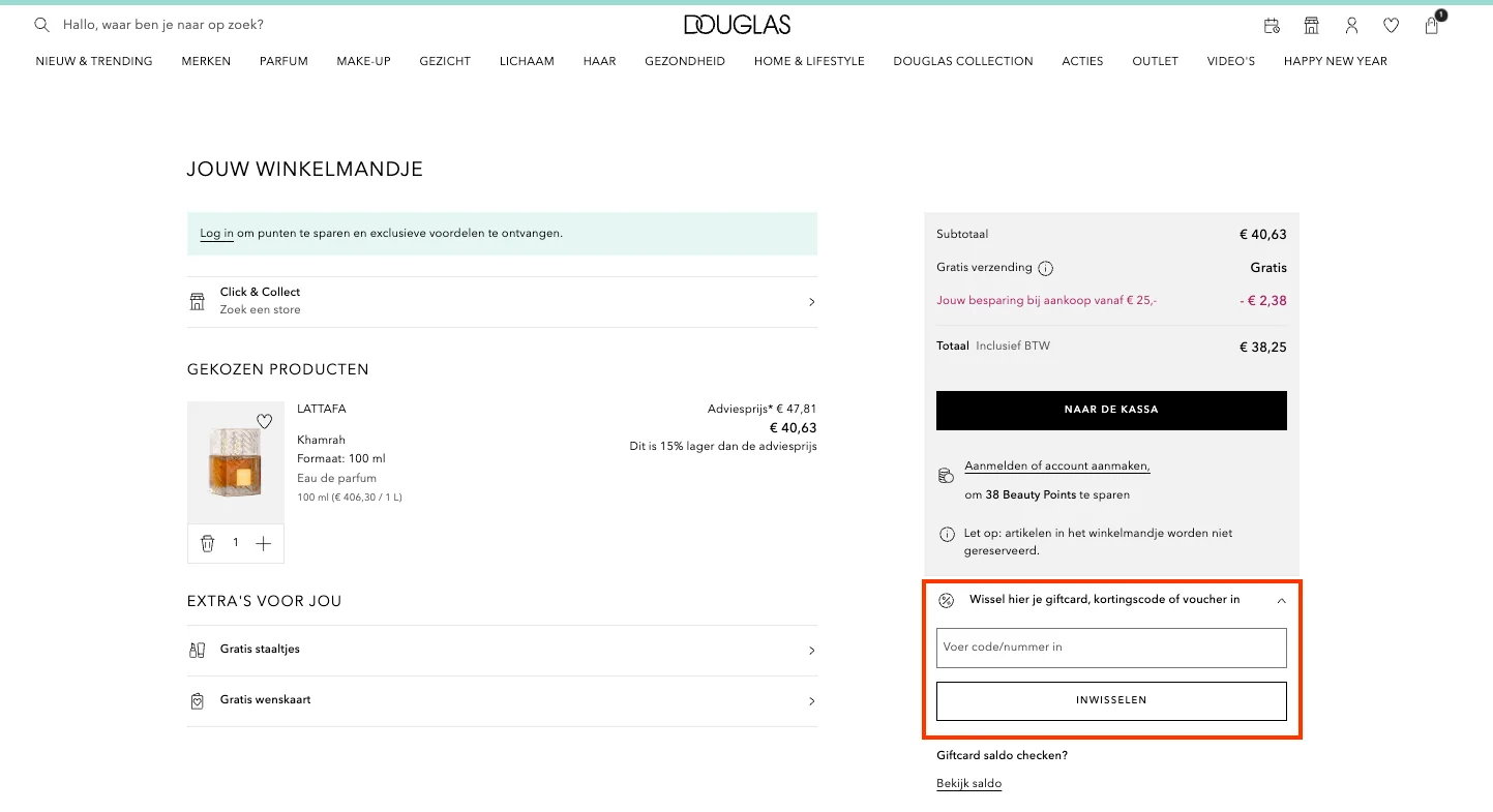 Hoe gebruik je de kortingscode - Douglas