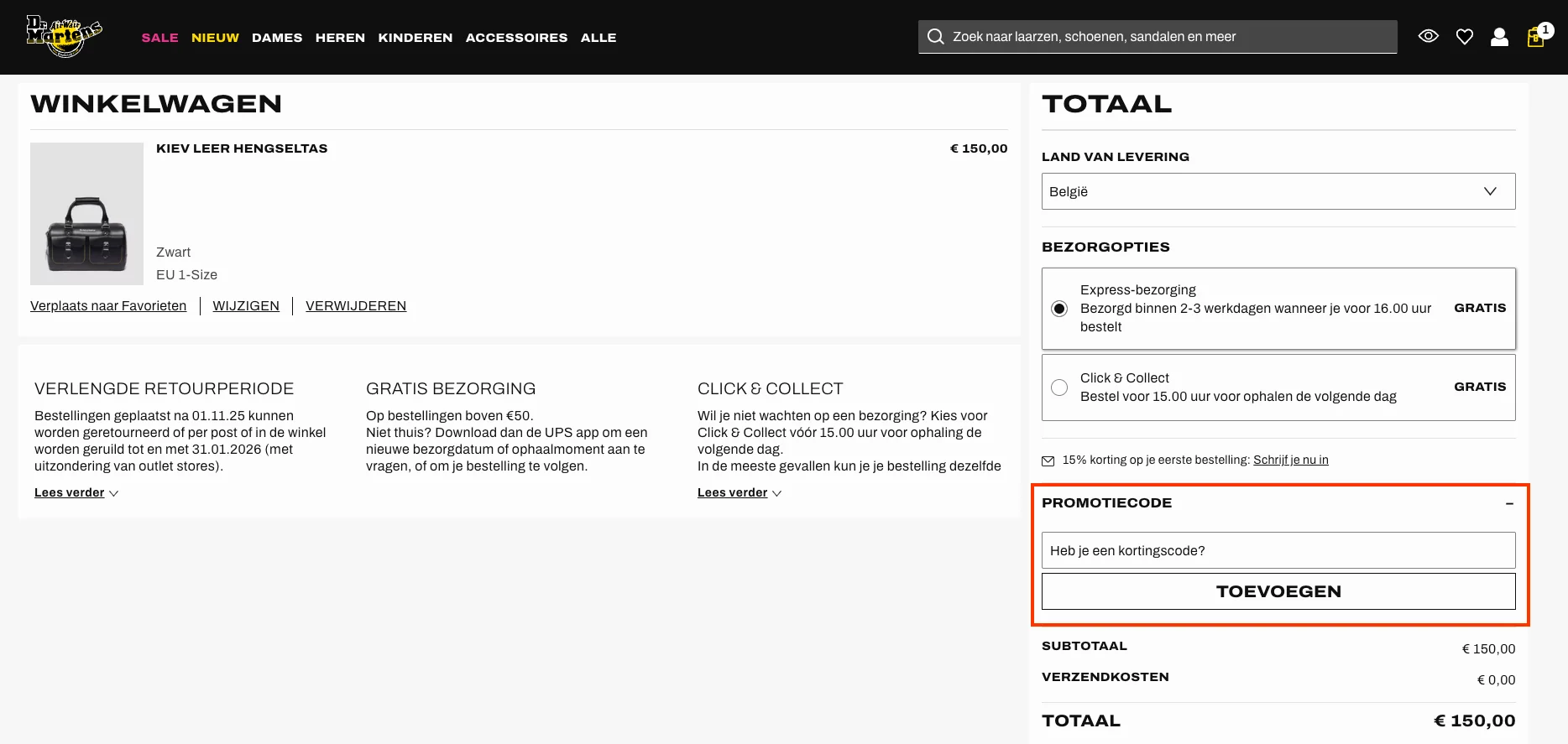 Hoe gebruik je de kortingscode - Dr Martens