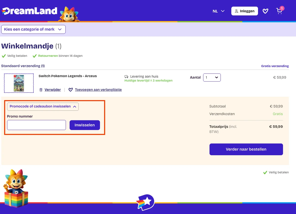 Hoe gebruik je de kortingscode - Dreamland