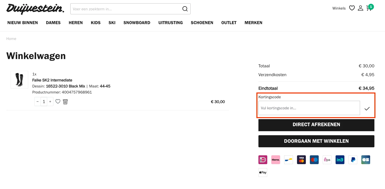 Hoe gebruik je de kortingscode - Duijvestein
