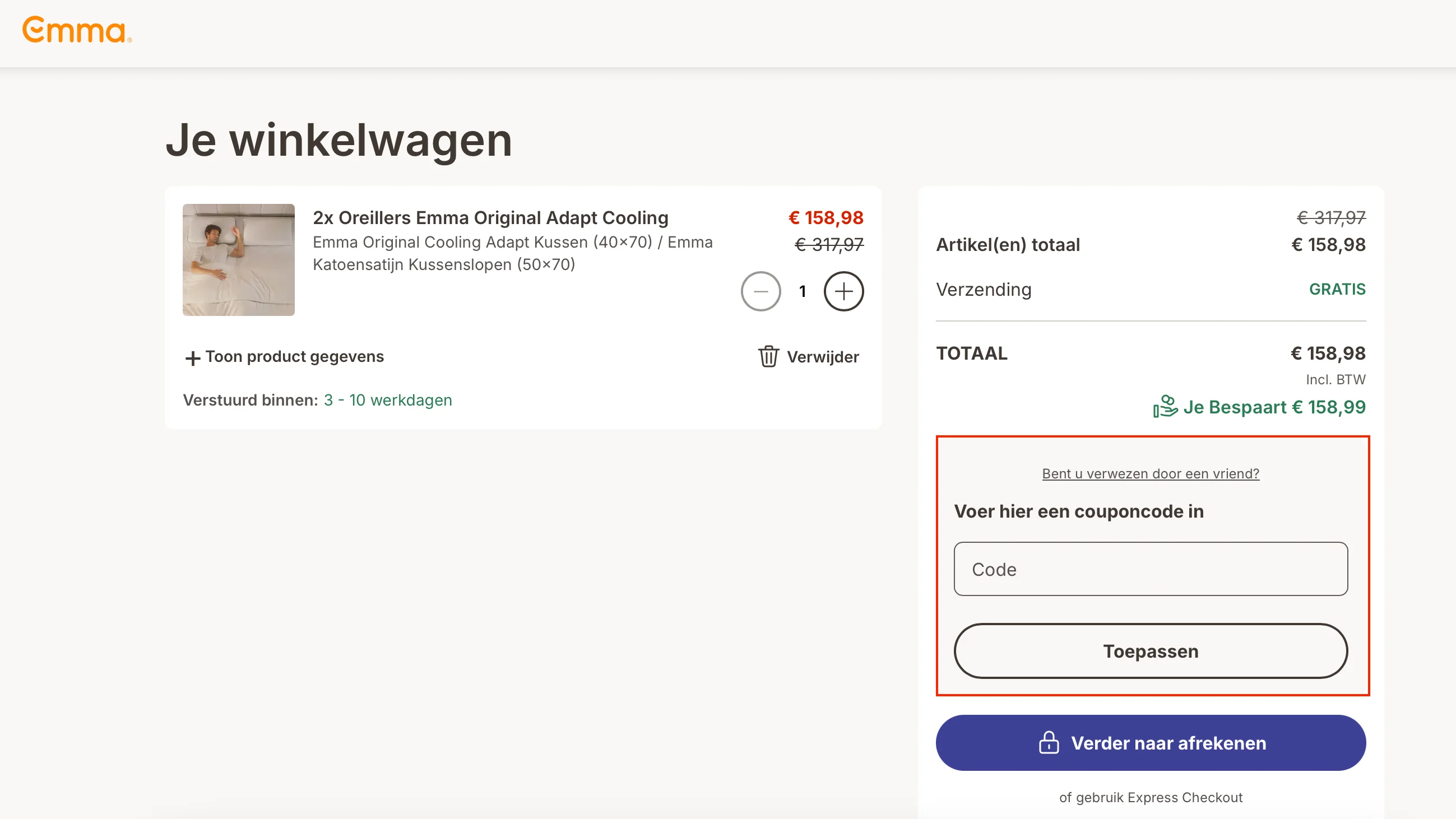 Hoe gebruik je de kortingscode - Emma Matras