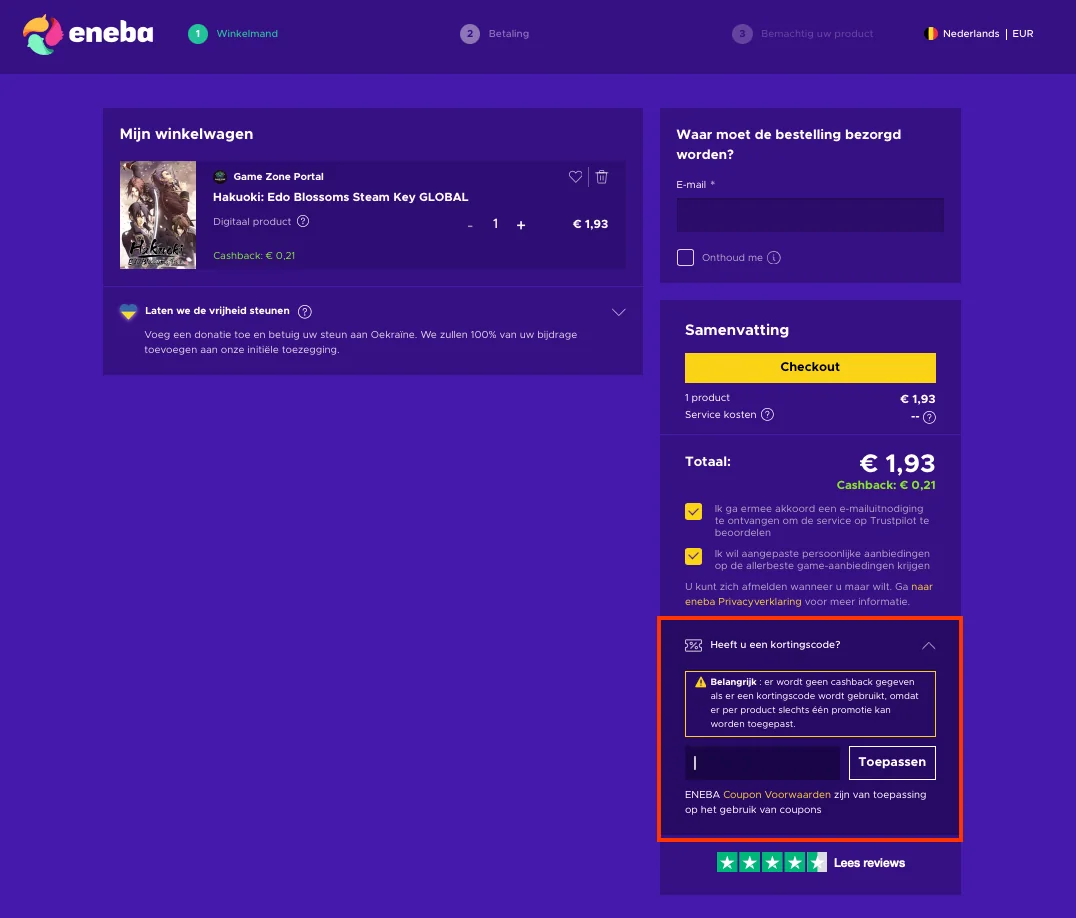 Hoe gebruik je de kortingscode - Eneba