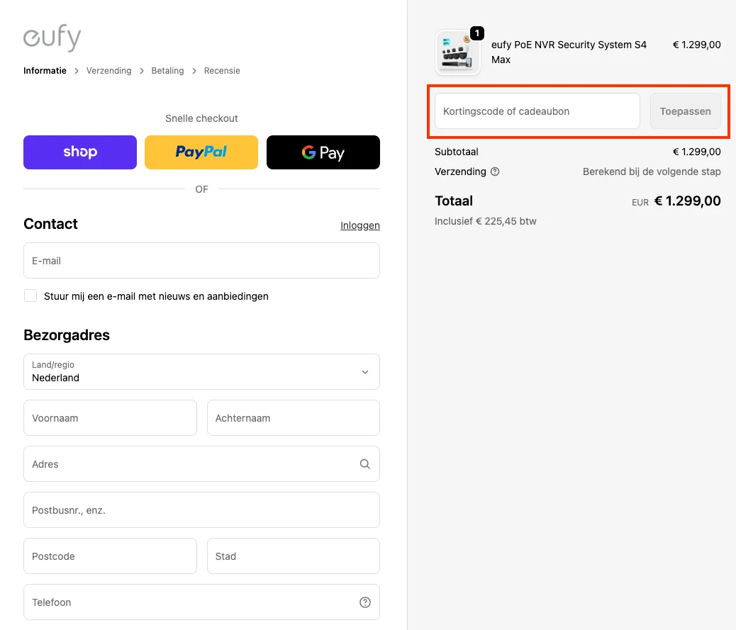 Hoe gebruik je de kortingscode - eufy