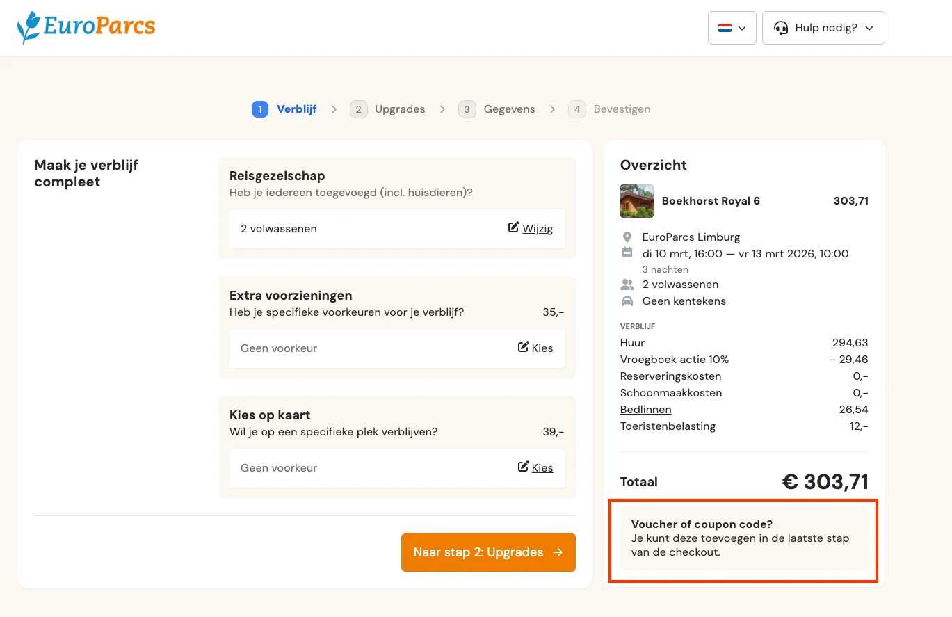 Hoe gebruik je de kortingscode - Europarcs