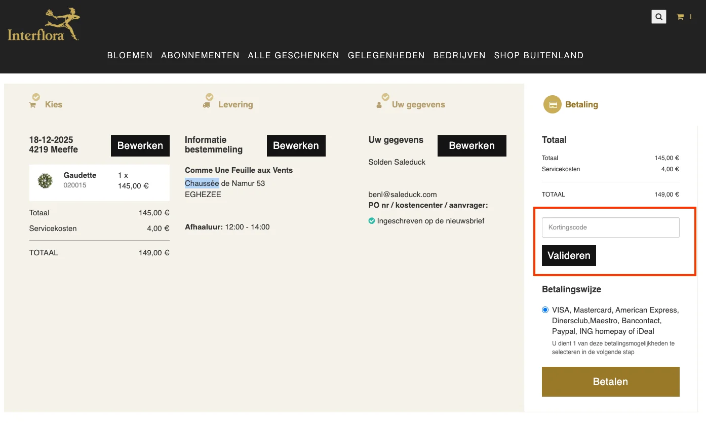 Hoe gebruik je de kortingscode - Fleurop