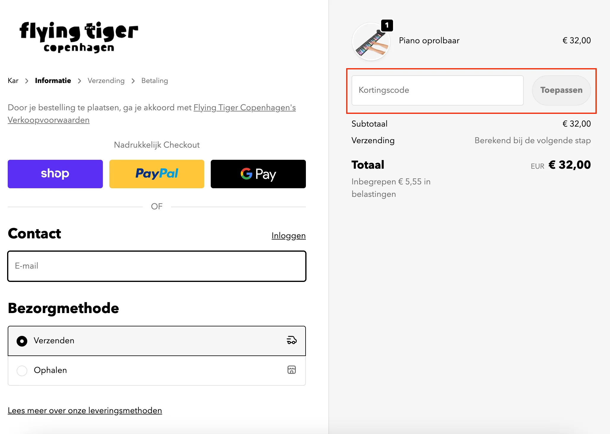 Hoe gebruik je de kortingscode - Flying Tiger