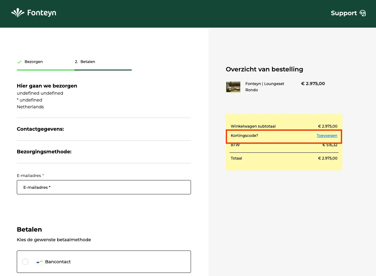 Hoe gebruik je de kortingscode - Fonteyn