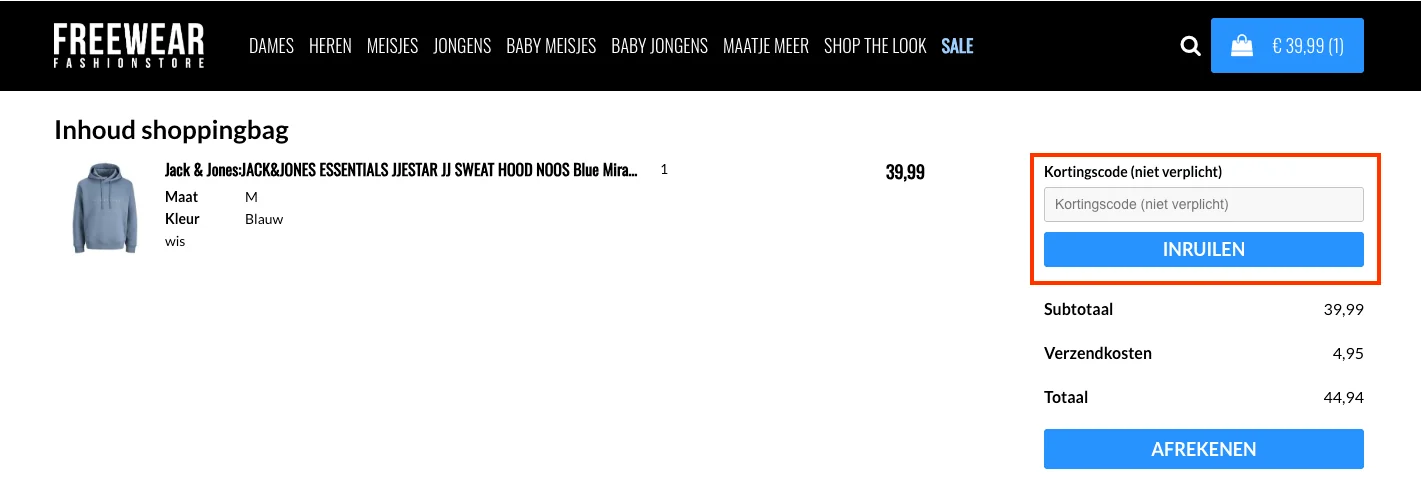 Hoe gebruik je de kortingscode - Freewear