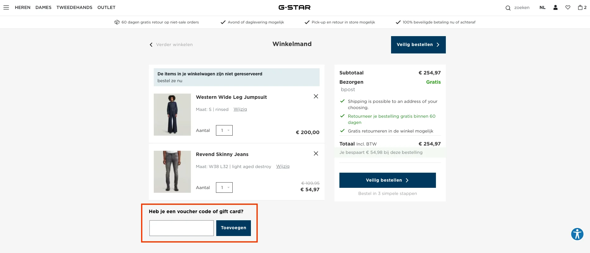 Hoe gebruik je de kortingscode - G-Star