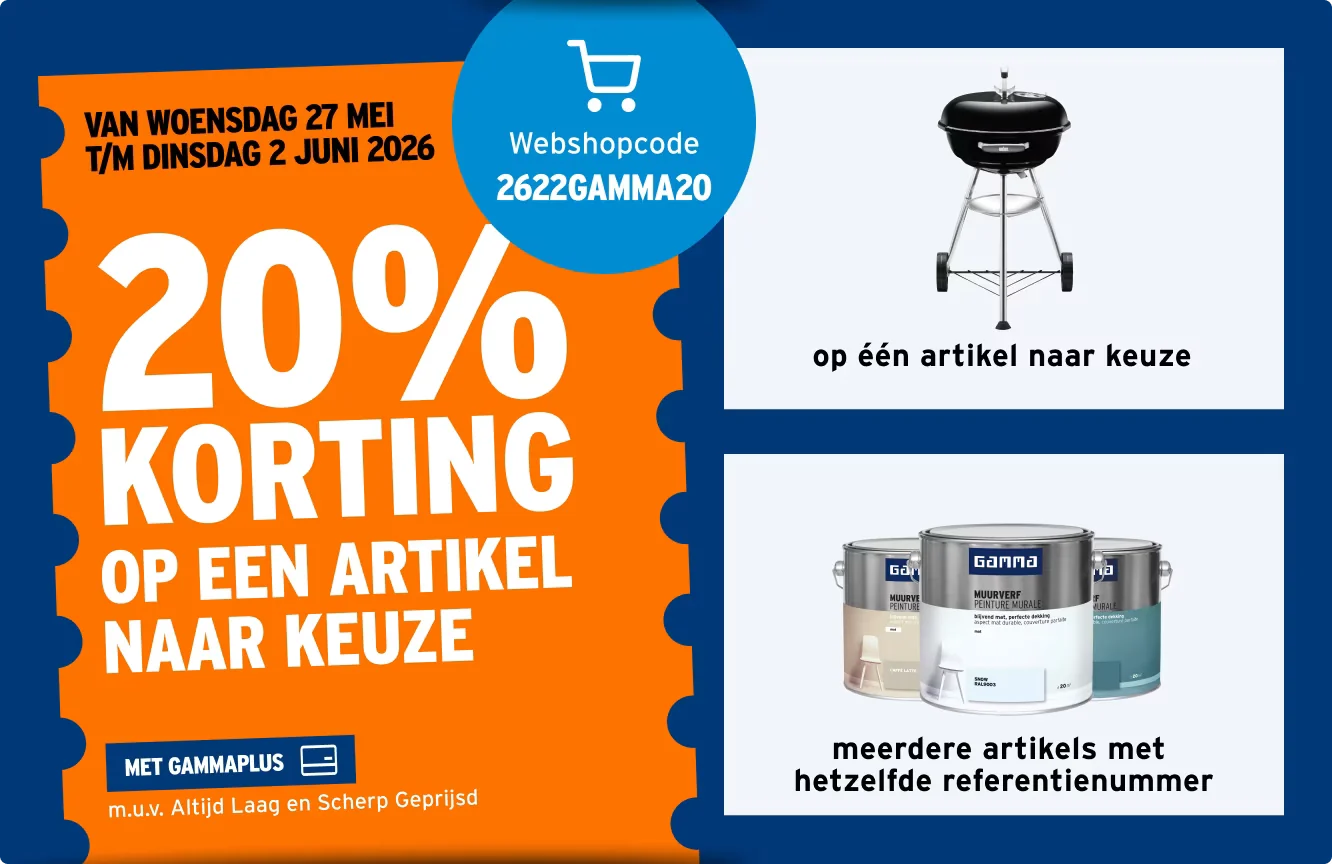 Bewijs van coupon - Gamma - Gamma kortingscode: [[20% korting]] op een artikel in de webshop