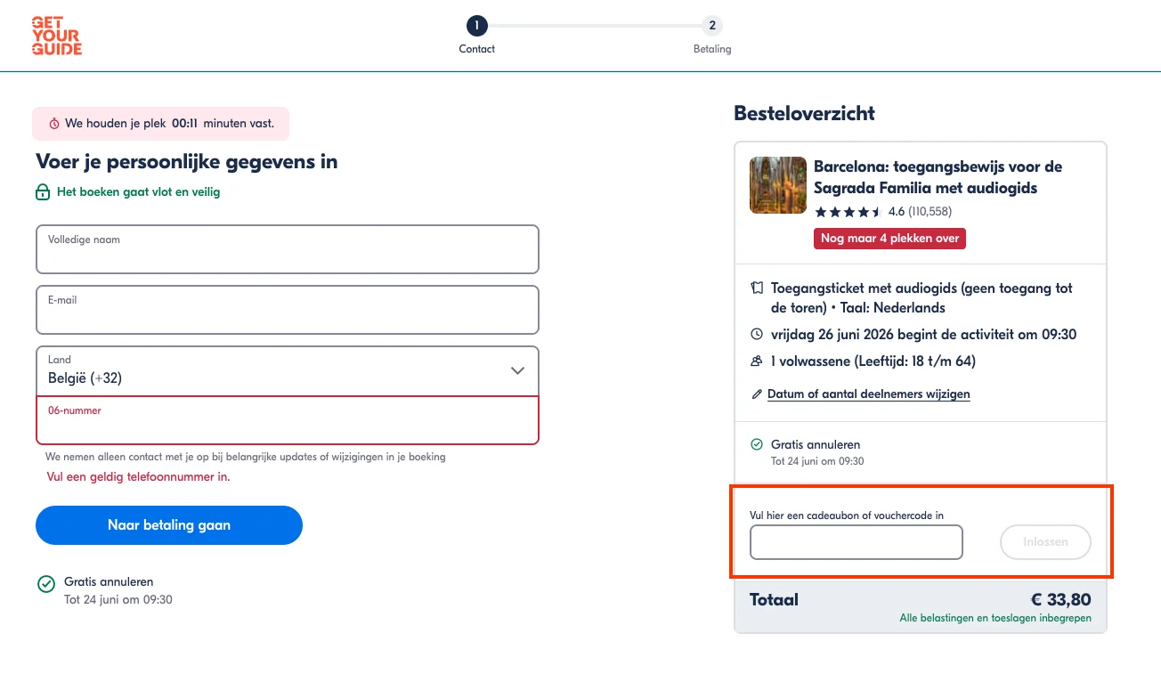 Hoe gebruik je de kortingscode - GetYourGuide