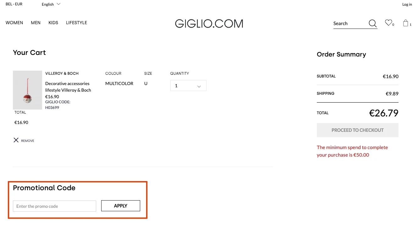 Hoe gebruik je de kortingscode - Giglio