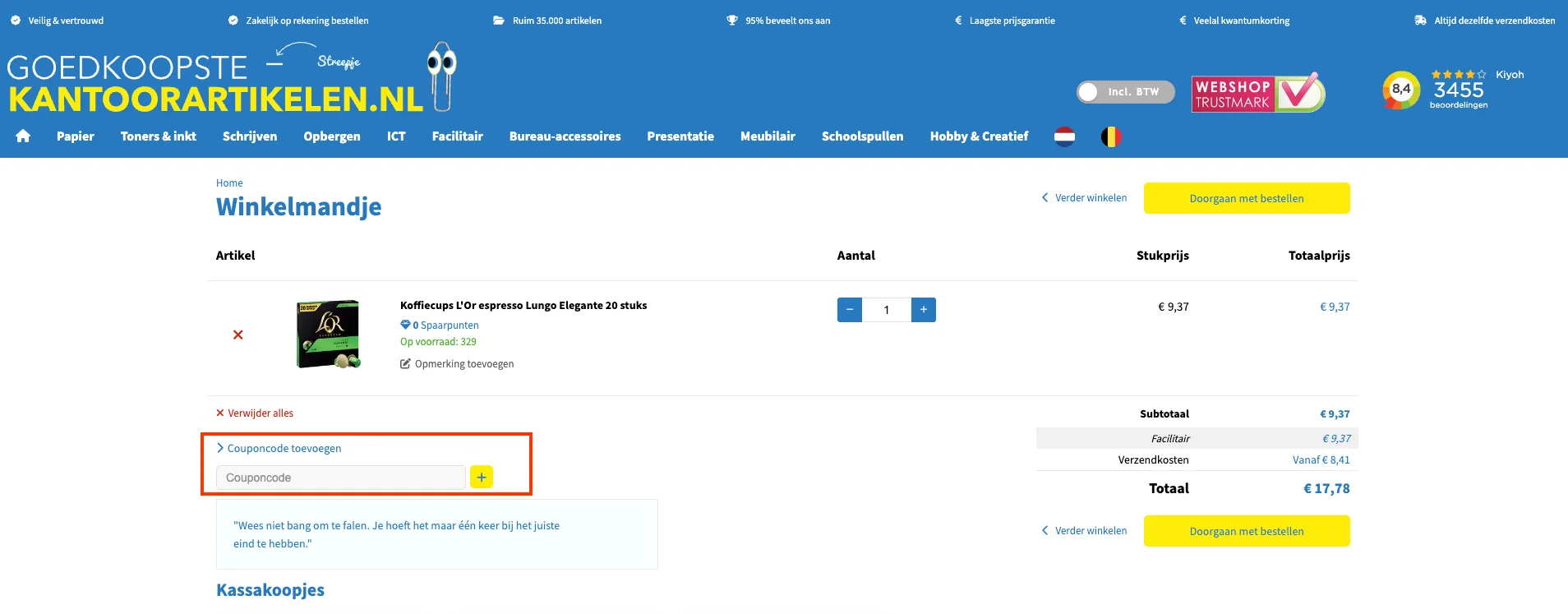 Hoe gebruik je de kortingscode - Goedkoopste kantoorartikelen