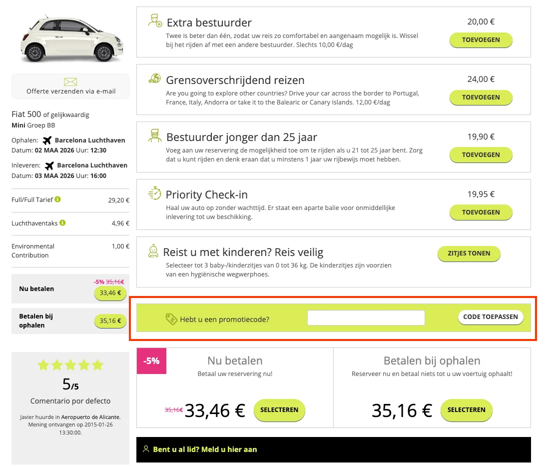 Hoe gebruik je de kortingscode - Goldcar
