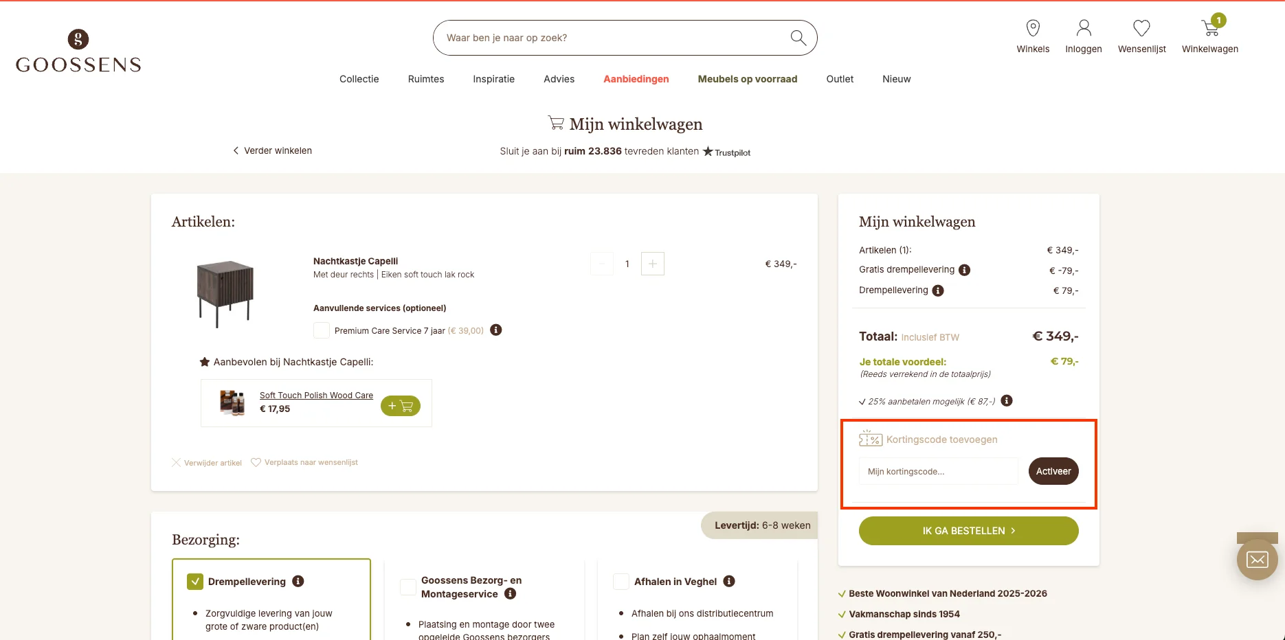 Hoe gebruik je de kortingscode - Goossens