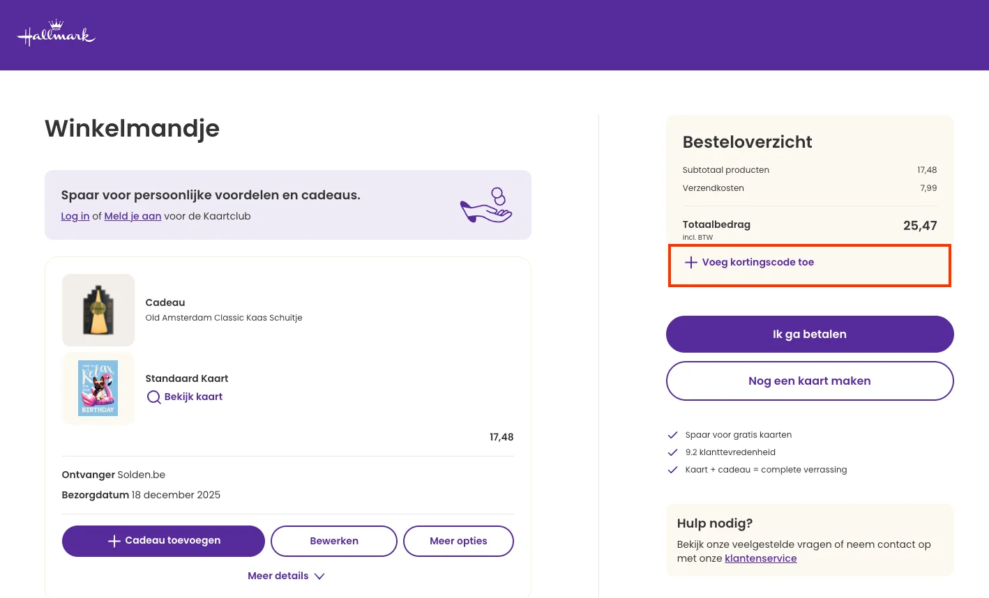 Hoe gebruik je de kortingscode - Hallmark