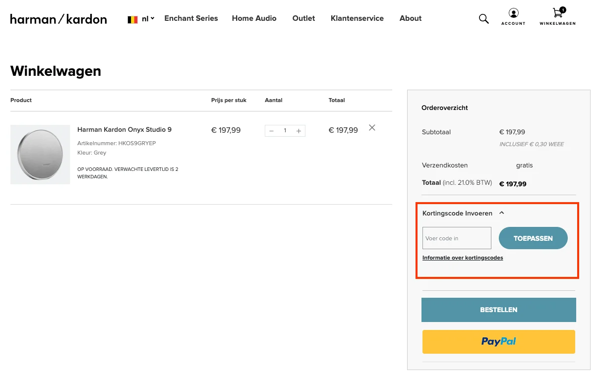 Hoe gebruik je de kortingscode - Harman Kardon