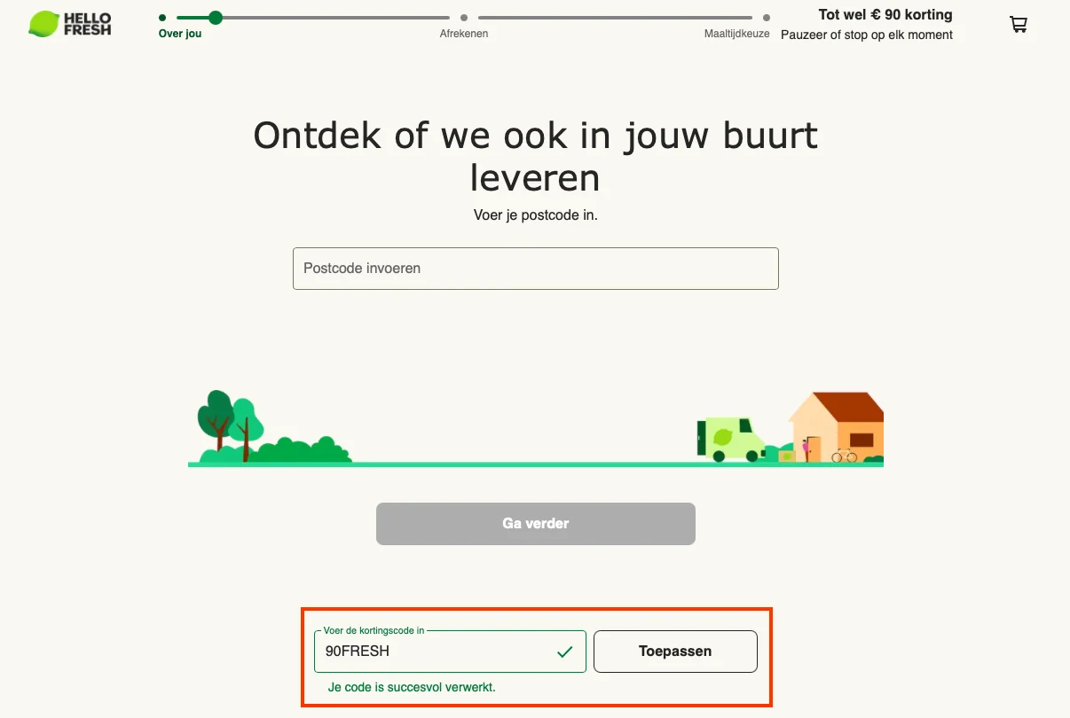 Hoe gebruik je de kortingscode - HelloFresh
