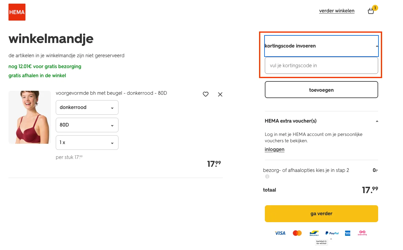 Hoe gebruik je de kortingscode - HEMA