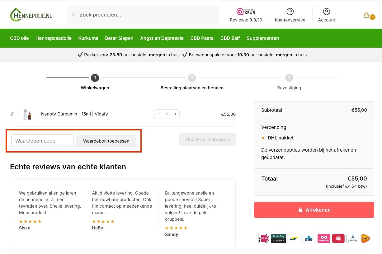 Hoe gebruik je de kortingscode - Hennepolie