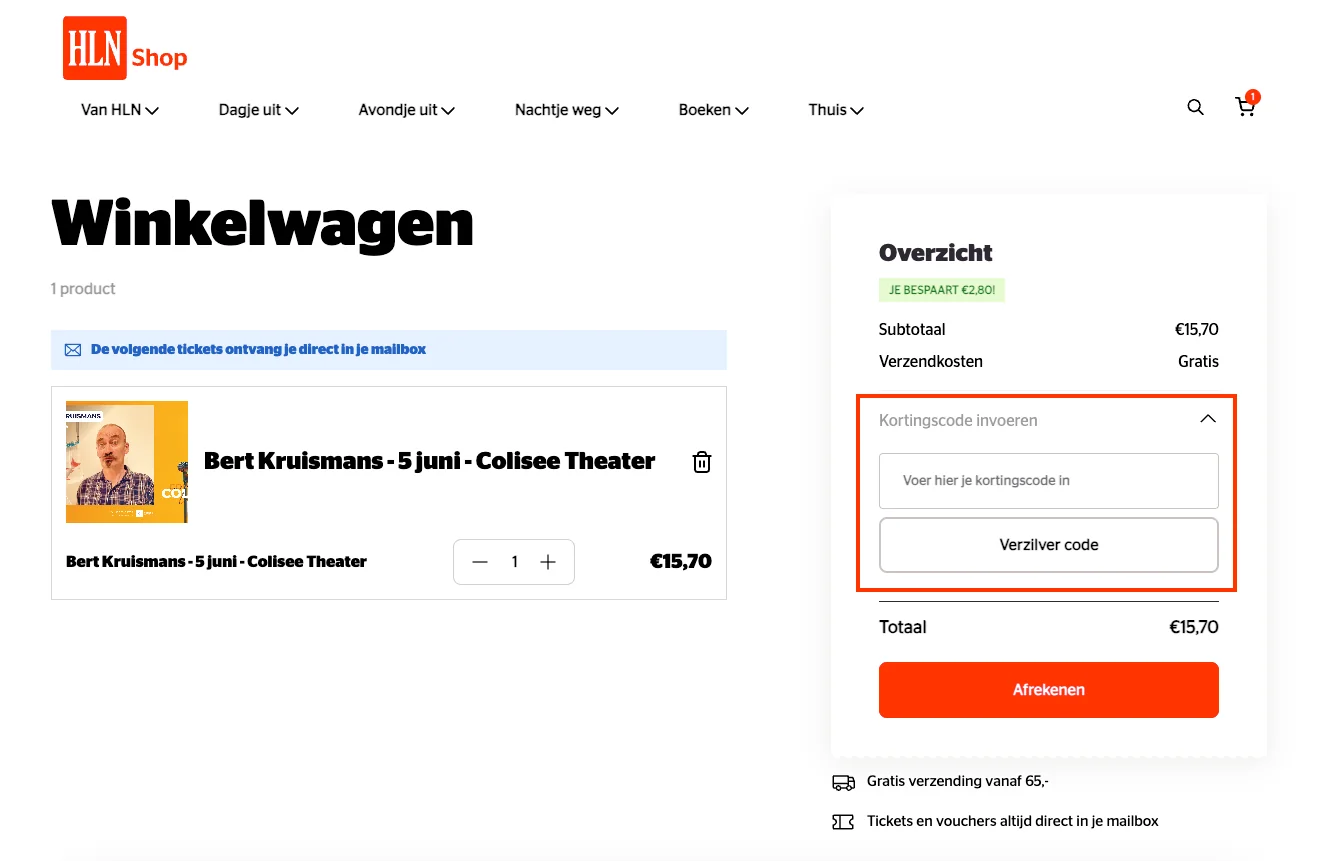 Hoe gebruik je de kortingscode - HLN shop