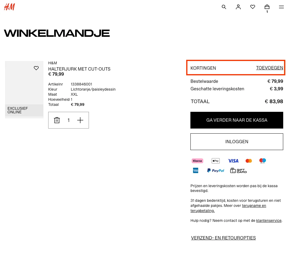 Hoe gebruik je de kortingscode - H&amp;M