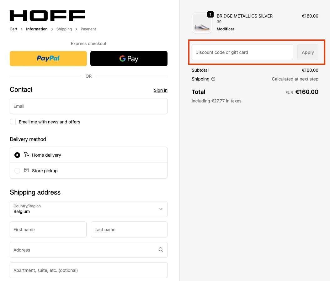 Hoe gebruik je de kortingscode - HOFF
