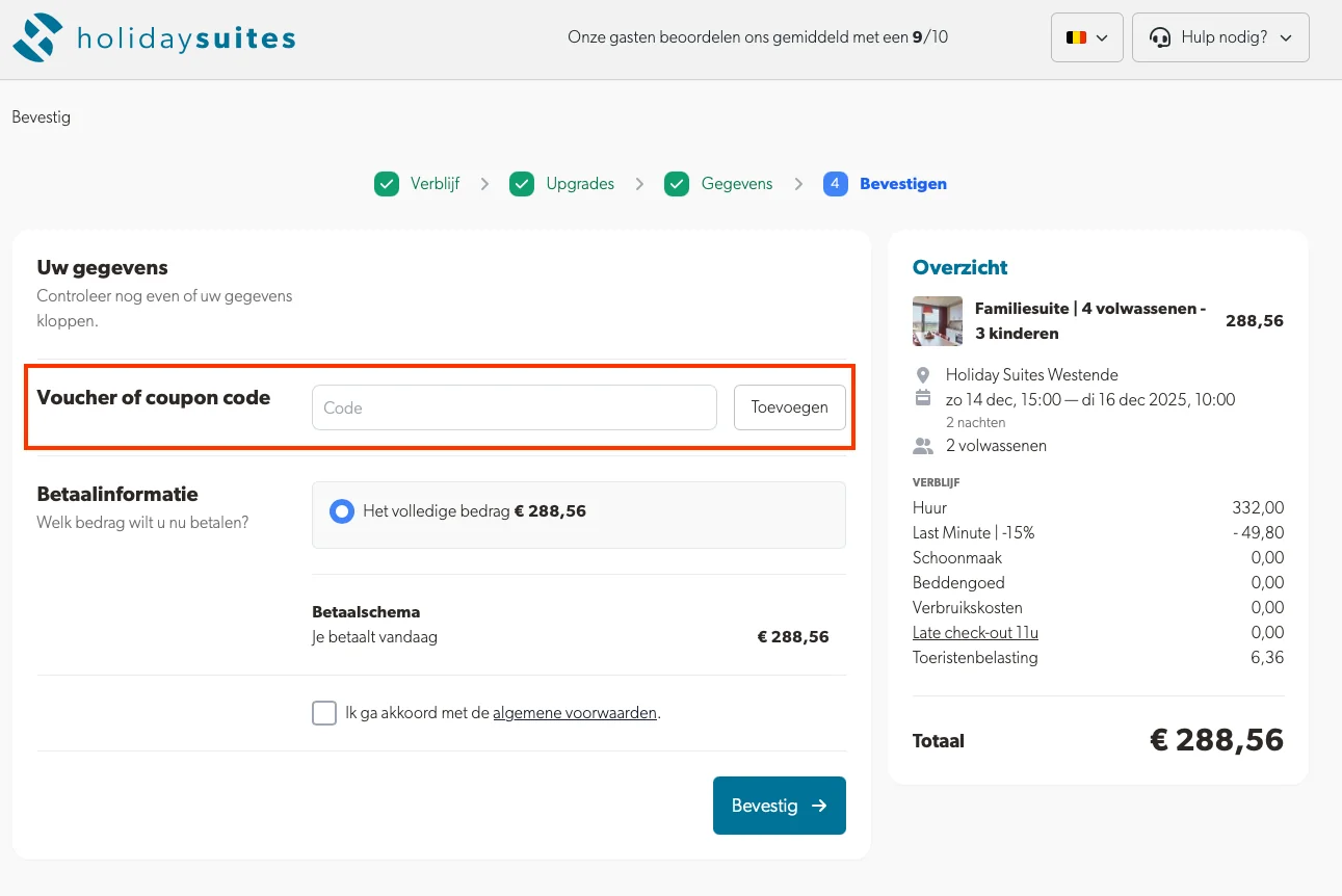 Hoe gebruik je de kortingscode - Holiday Suites