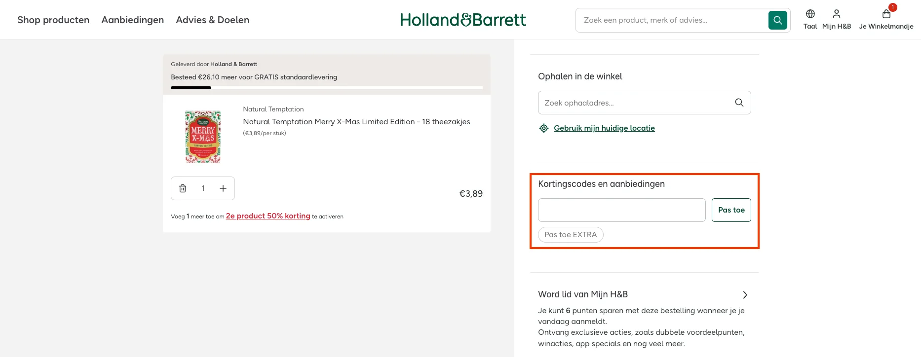 Hoe gebruik je de kortingscode - Holland &amp; Barrett