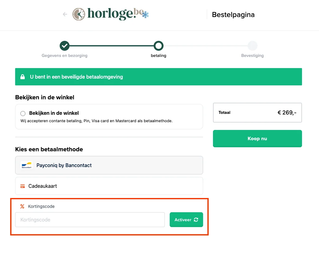Hoe gebruik je de kortingscode - Horloge