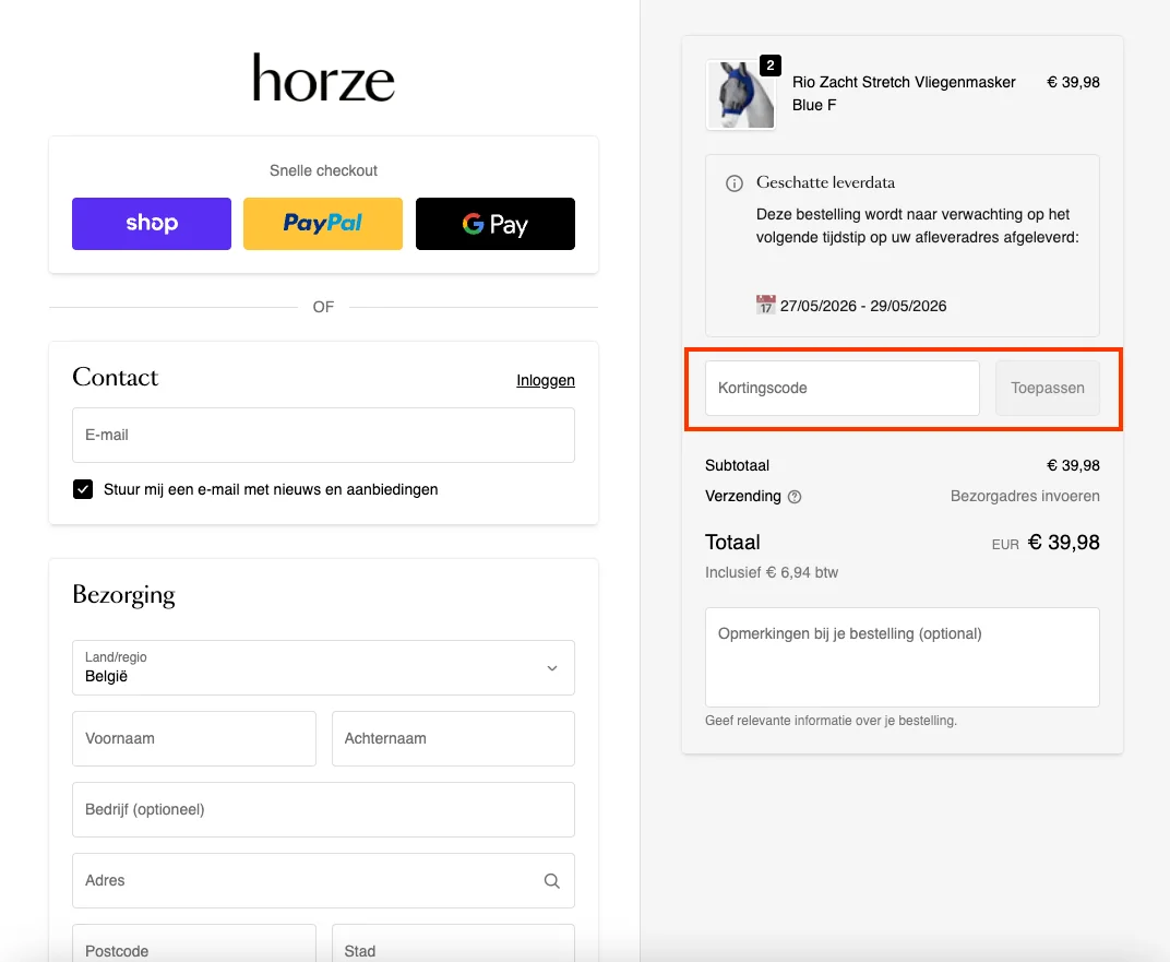 Zo gebruik je een Horze kortingscode - Horze