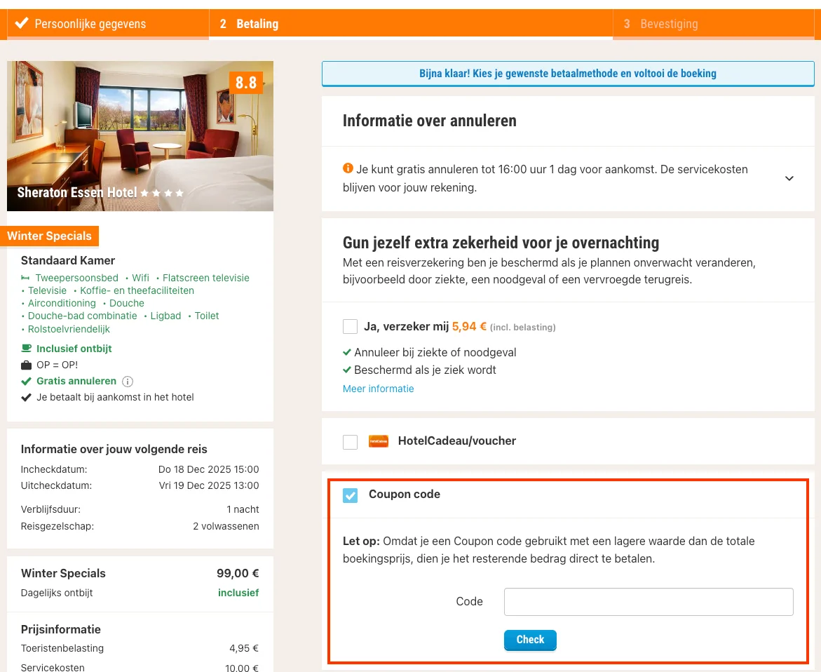 Hoe gebruik je de kortingscode - Hotelspecials