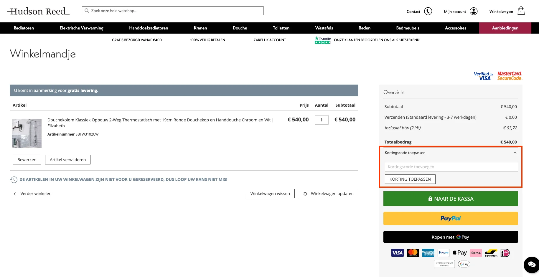 Hoe gebruik je de kortingscode - Hudson Reed