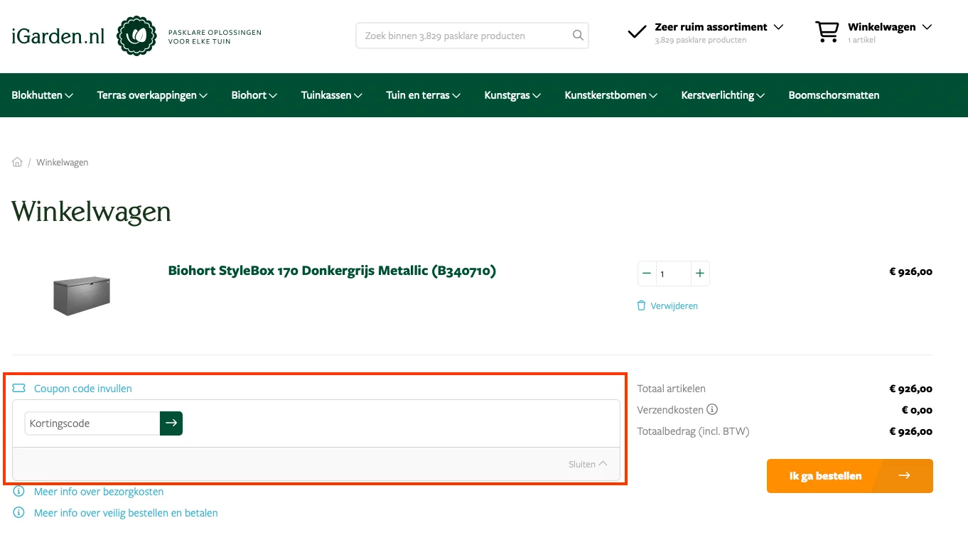 Hoe gebruik je de kortingscode - iGarden